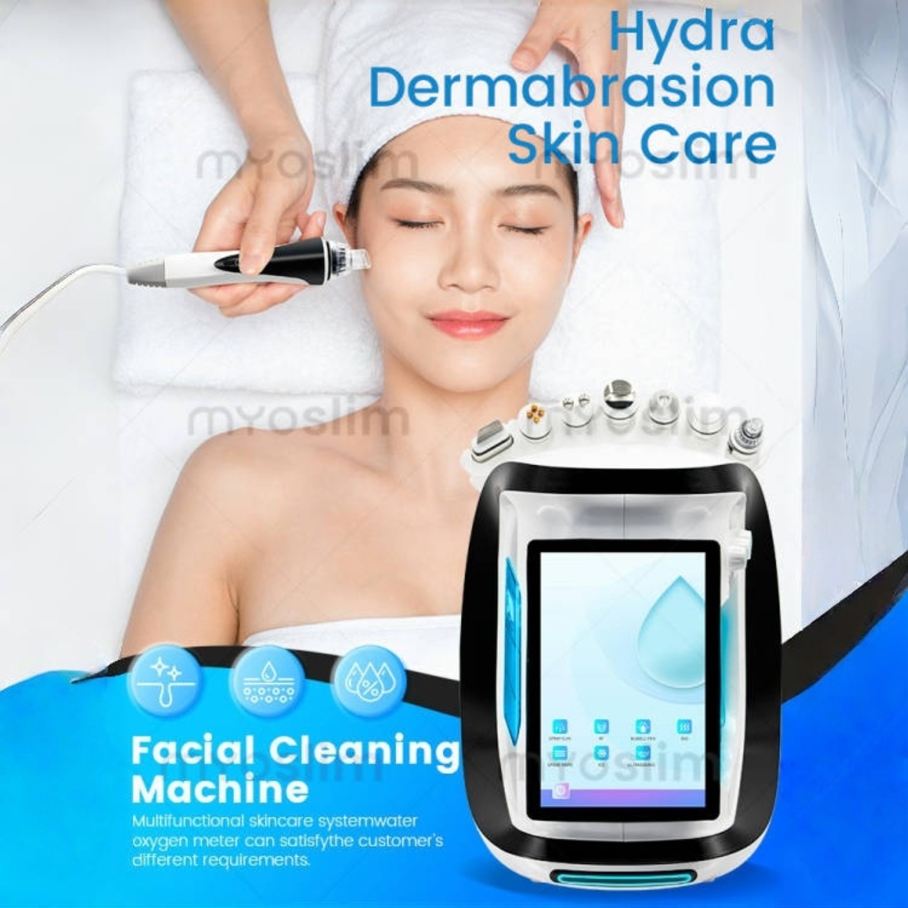 New Water Dermabrasion Ice Blue Smart Jet Aqua Peel Machine Deep Cleaning Small Bubble Skin Cleansing Device Suitable for beauty salons