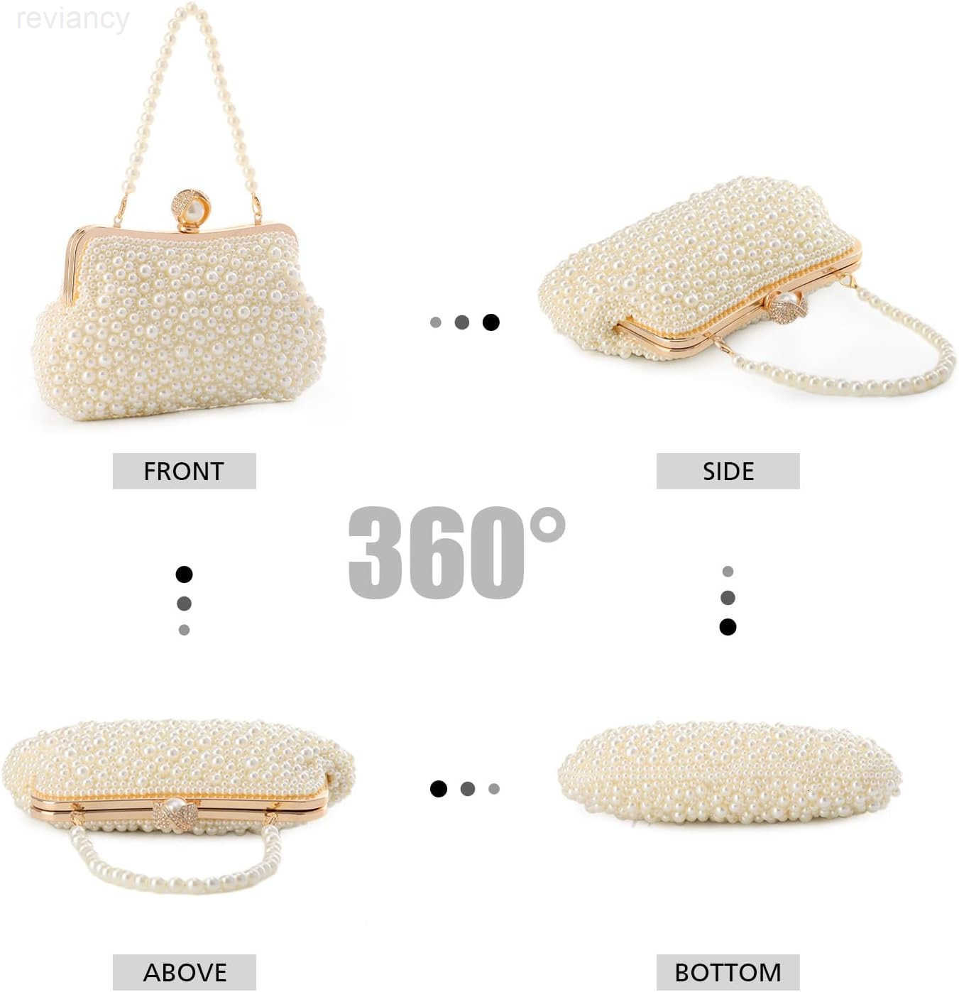 Women Pearl Evening Handbags Noble Crystal Beaded Clutch Purse for Wedding Bridal Parites PromW250908