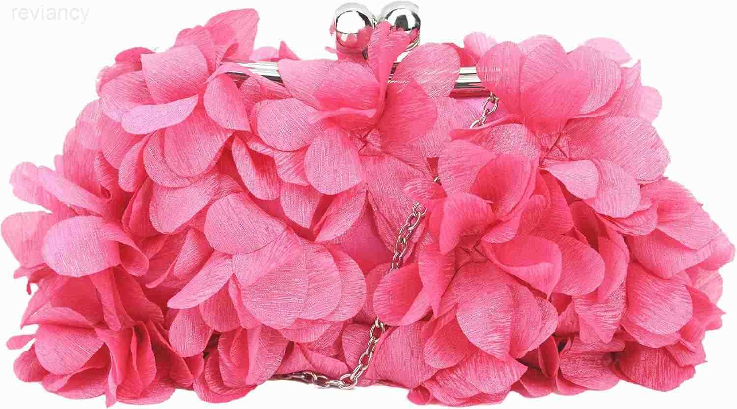 Women Rose Shaped Clutch Soft Satin Wristlet Handbag Wedding Party PurseW250908
