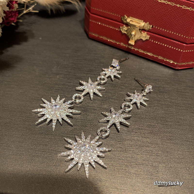 Suower Eight Star Sweet S Sier Needle Ultra Immortal Elegant Temperament Internet Red Tassel Long Flower Earrings 250710 ddmyLucky ddmyLucky