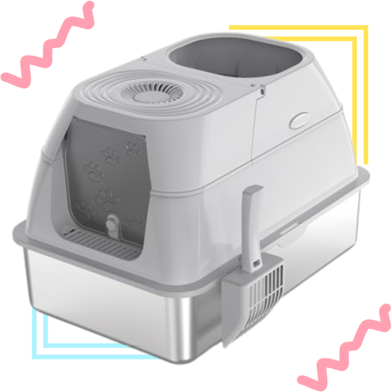 Fully enclosed stainless steel cat litter box oversized cat toilet pet supplies with activated carbon pack for deodorization Including shovel - JY-U