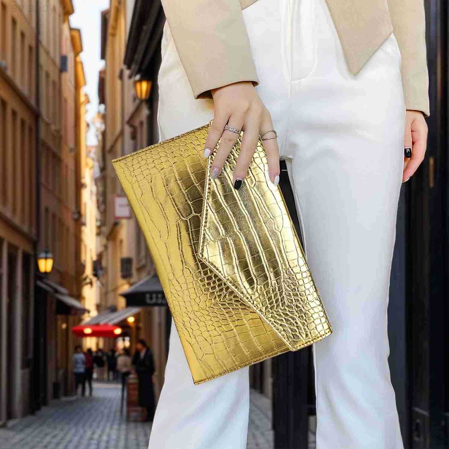 Clutch Purse for Women Leather Handbag Evening Bag with Detachable Chain for Wedding Party PromW250908