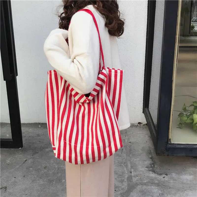 New Diaper bag Beach Tote Bag Fashion Women Canvas Summer Large Capacity Striped Shoulder Bag Tote Handbag Shopping R250908