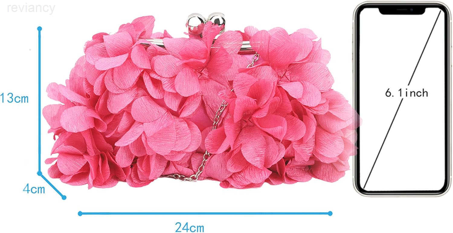 Women Rose Shaped Clutch Soft Satin Wristlet Handbag Wedding Party PurseW250908