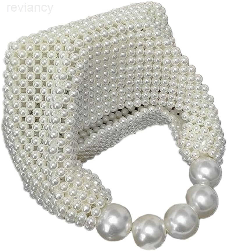 Women Handmade Pearl Beaded Clutch Bucket Evening Handbag Acrylic Pearl Purse for Party WeddingW250908