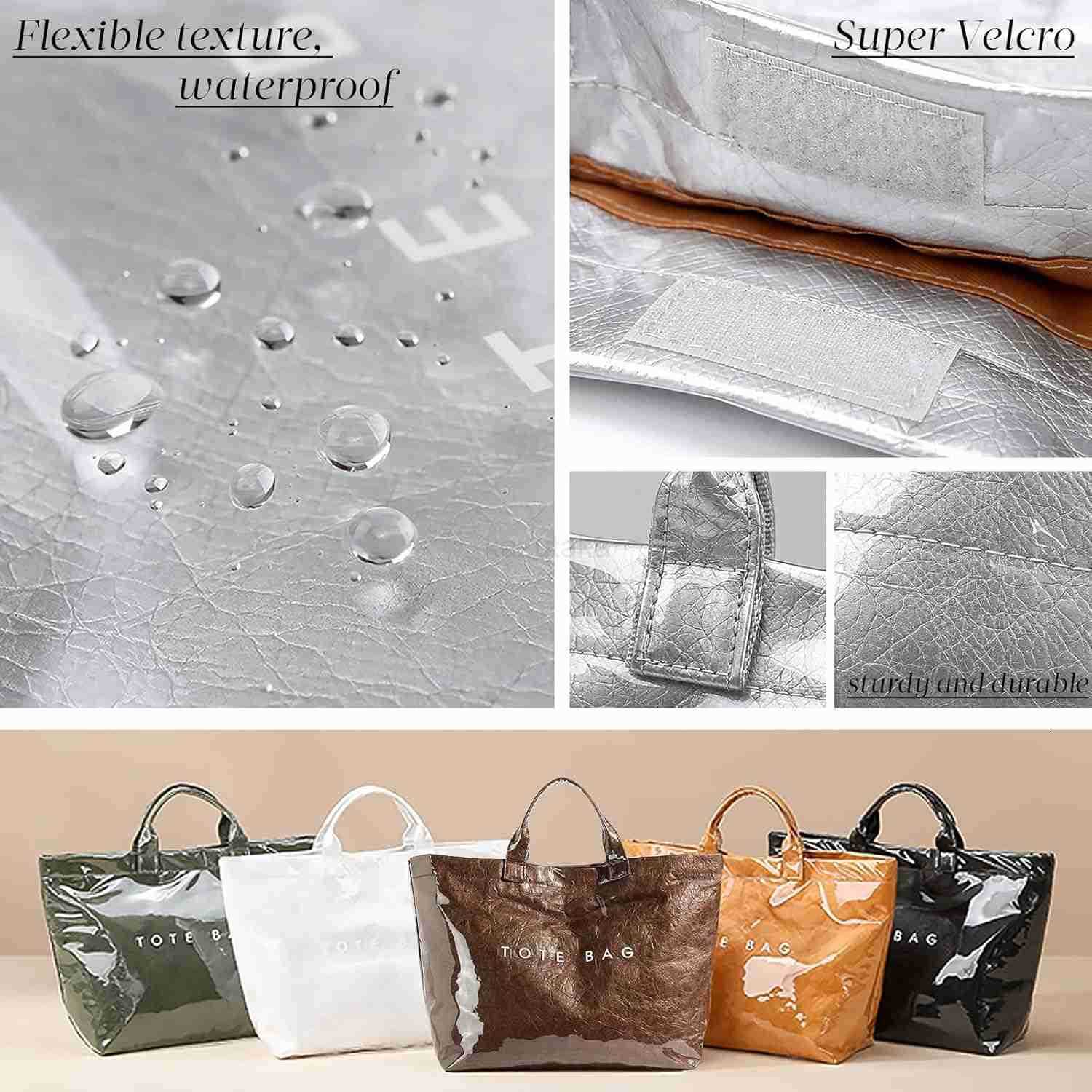 Large Tote Bags for Women PVC Clear Totes Bag Plastic Carry All Bag Kraft Paper Shoulder Handbag Hobo for Work Travel Z250922