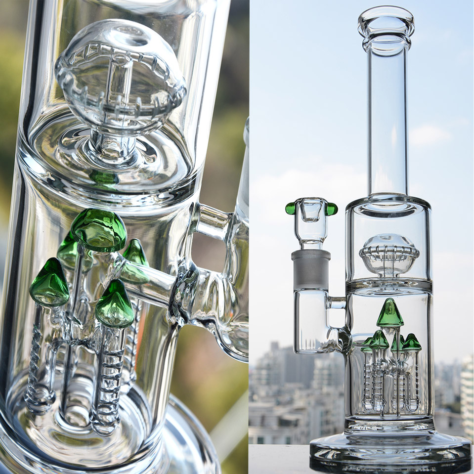Thick Glass Bong Water Pipes Bubbler Recycler Hookahs Water Bongs Smoking Pipe with 18mm Bowl