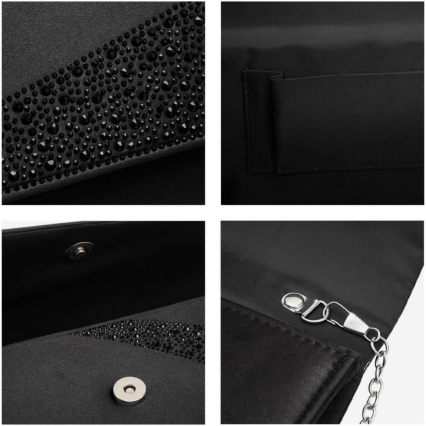 Womens Satin Rhinestone Clutch Evening Bags Sparkle Glitter Shiny Purse Handbag for Party Wedding Cocktail PromW250908