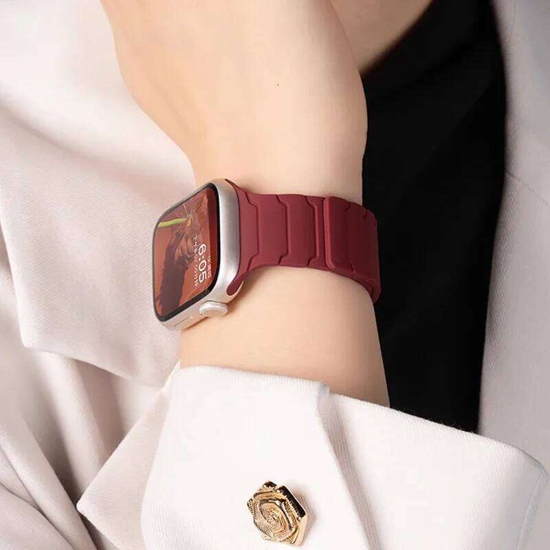 Magnetic Strap for Apple Watch No-Clasp Design, Soft Silicone Band Compatible with Ultra 2/49mm, Series 10/9/8/7/6/SE/5 & 44/45/46mm Models