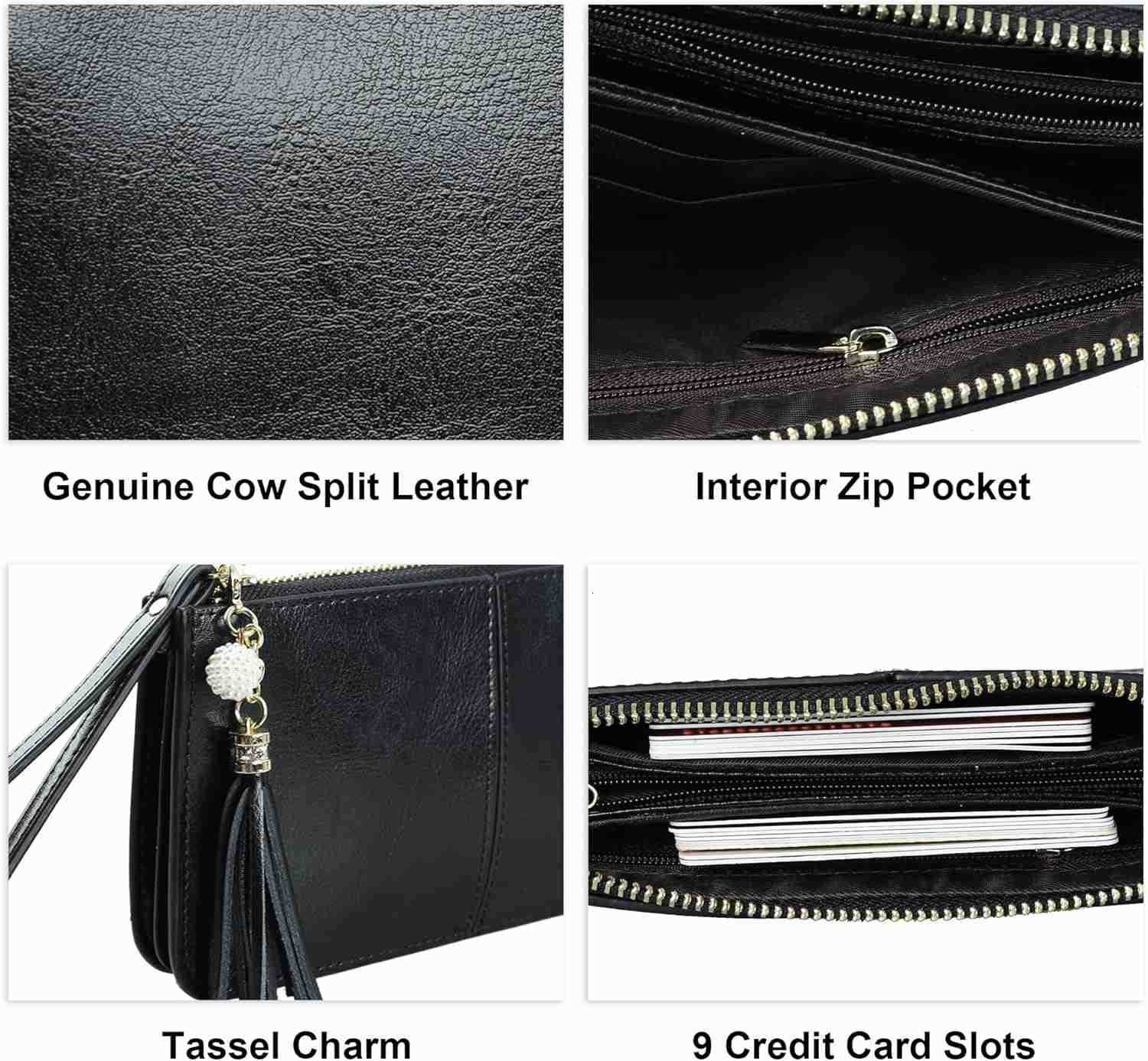Leather Wristlet Clutch for Women UltraSlim Ladies Credit Card Holder Wallet Purses with RFID ProtectionW250908