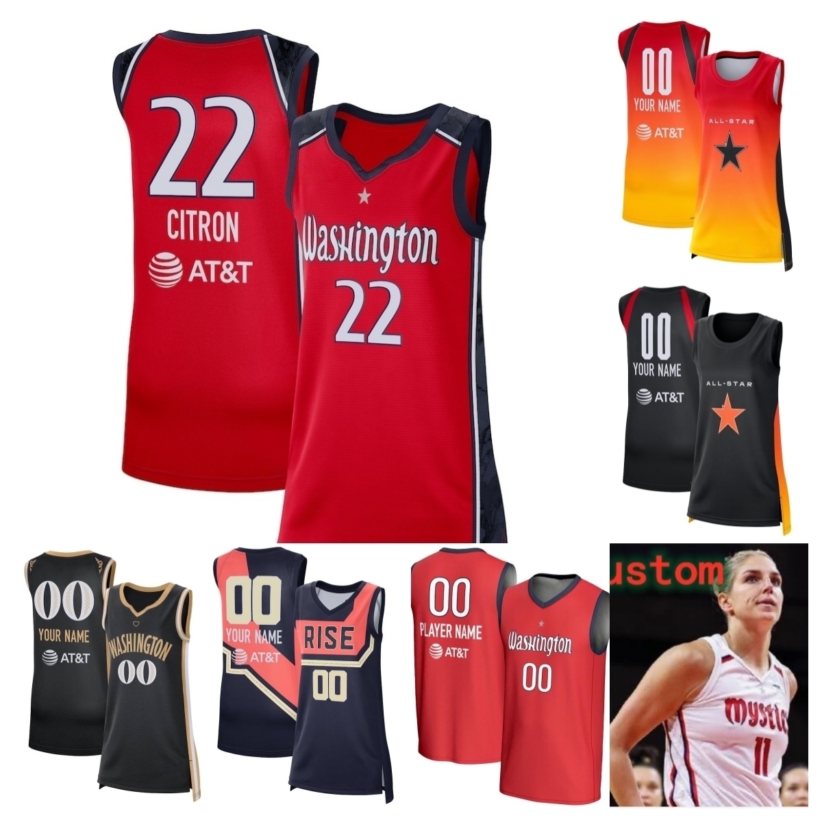 Mystics Jersey Basketball Sonia Citron Kiki Iriafen Shakira Austin Sug Sutton Jacy Sheldon Jade Melbourne Alysha Clark Emily Engstler Madison Scott Men Women Youth