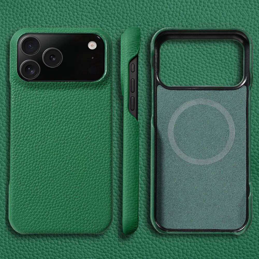 Magsafe Case for iPhone 17 Air 15 16 Pro Max 17Pro Lychee Natural Cowhide Leather Magnetic Protector Phone Back Cover