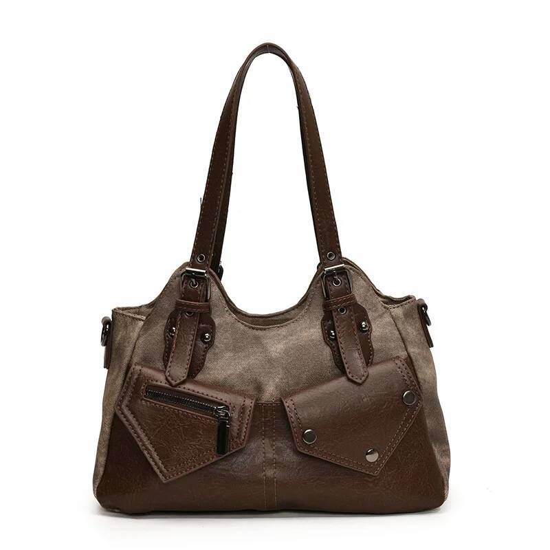 Retro Style Handbag Fashionable Simple Personalized Women s Shoulder Bag Autumn New Item Rock Pattern Designer Bag Women s Handbag