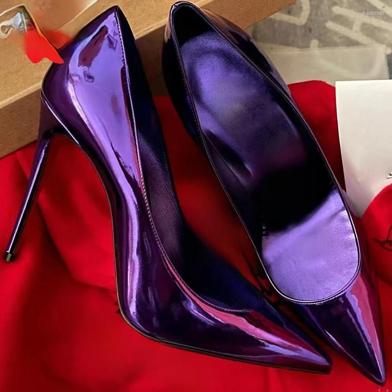 Dress Shoes Style Yellow Patent Leather High Heels With Slim Sexy Temperament Pointed French Single For Women