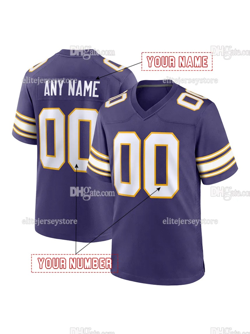 Personalized Custom Football Jersey Jefferson McCarthy Moss nordstromshoes Addison Hockenson Smith Men Women Youth Embroidered Letter Number best sell