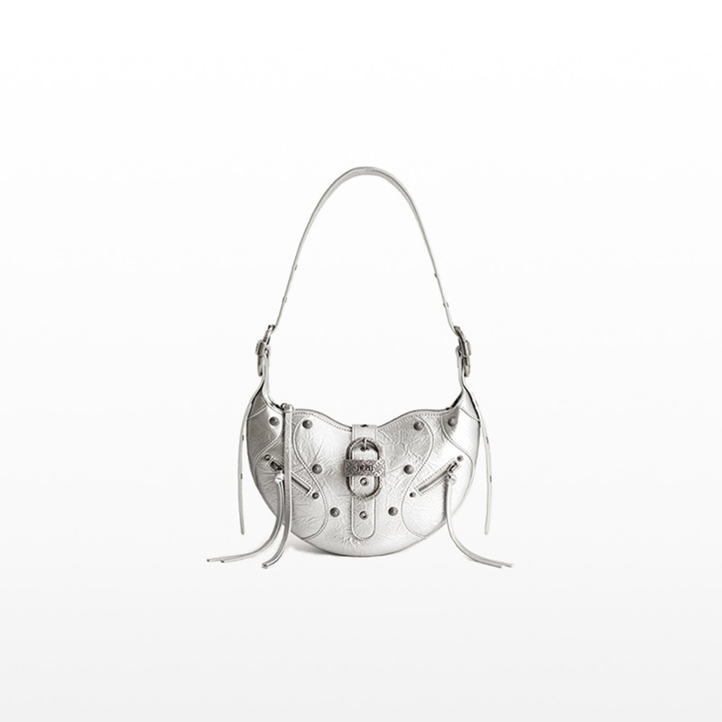 hot-selling Croissant oil wax leather bag large capacity motorcycle shoulder bag high-end sense bag popular crossbody bag