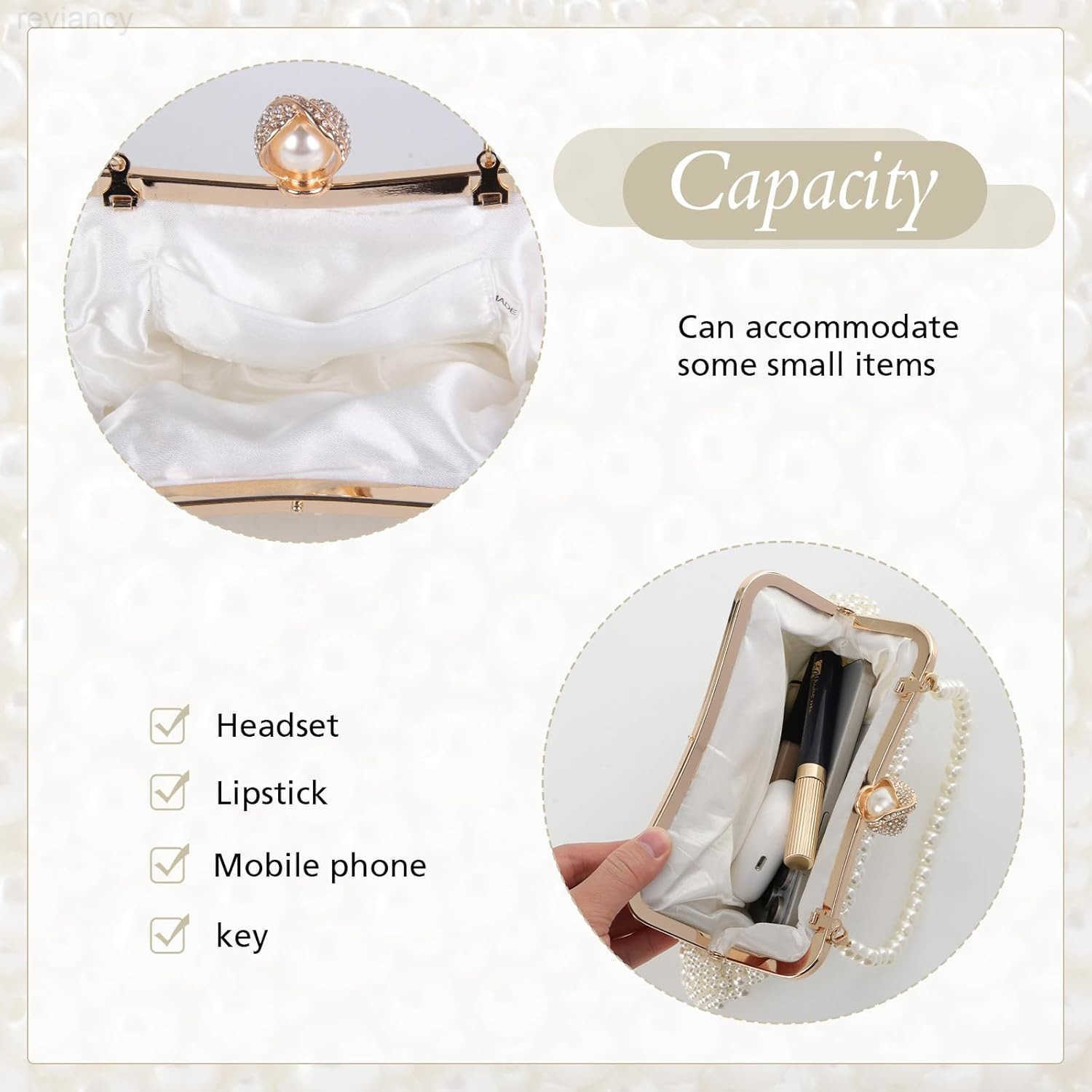 Women Pearl Evening Handbags Noble Crystal Beaded Clutch Purse for Wedding Bridal Parites PromW250908
