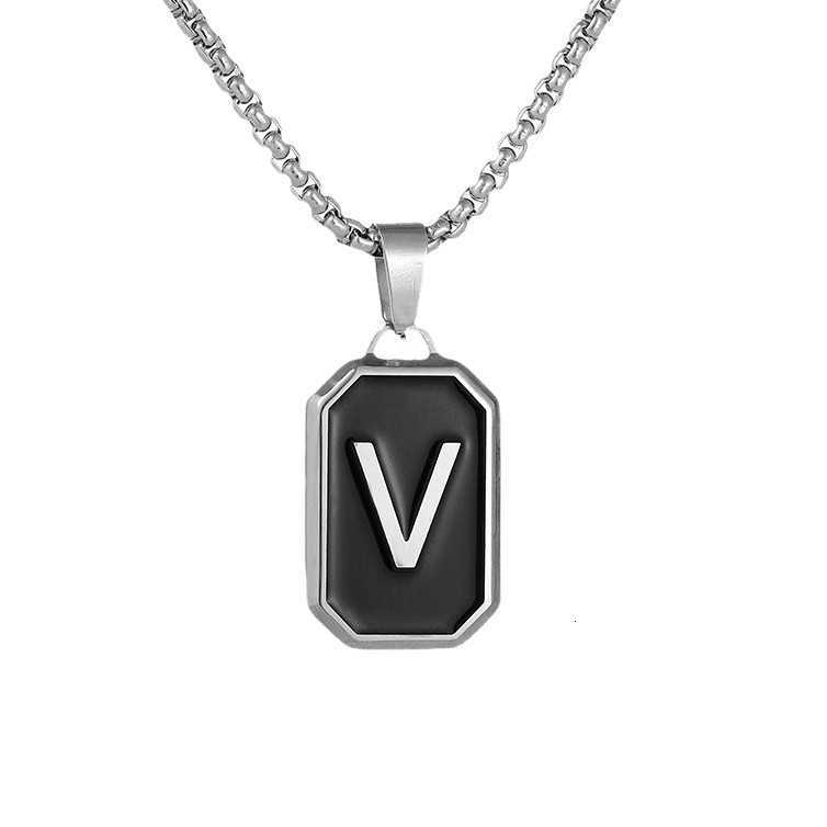 Vnox A-Z Initial Letters Men Necklaces Geometric Pendant with Box Cuban Rope Chain Stainless Steel Square Simple Collar Z250614