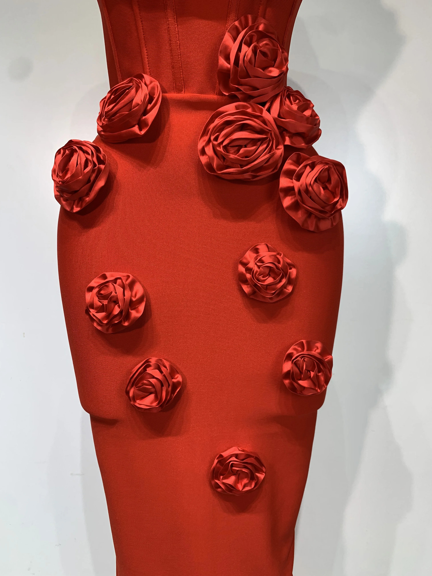 est Women Sexy Strapless Backless Red Flower Midi Bandage Dress Celebirty Elegant Evening Club Party Birthday Dresses 250907