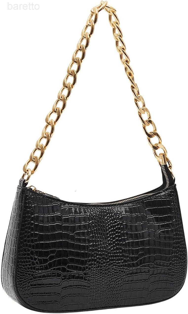 Womens PU Leather Crocodile Print Zipper Single Shoulder Party Handbag Tote Bag Z250909