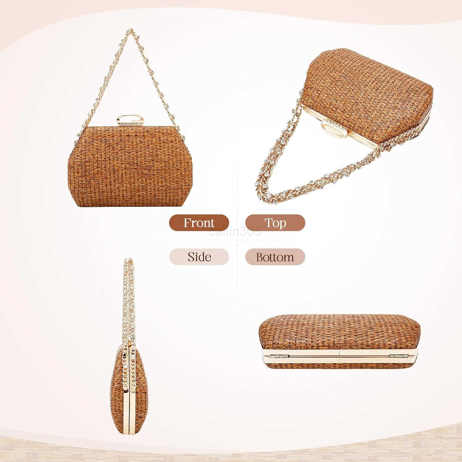 Purses for Women Summer Trendy Rattan Beach Bags Wicker Woven Party Wedding Evening Handbags Z25909