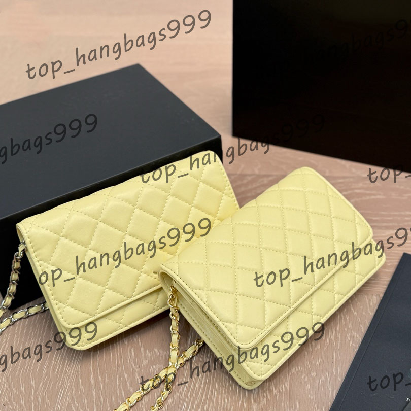 Girls Lambskin/Caviar Leather WOC Gold/Silver Ball Wallet Bags Classic Mini Flap Quilted Card Holder Purse Metal Hardware Matelasse Chain Crossbody Handbags 19cm