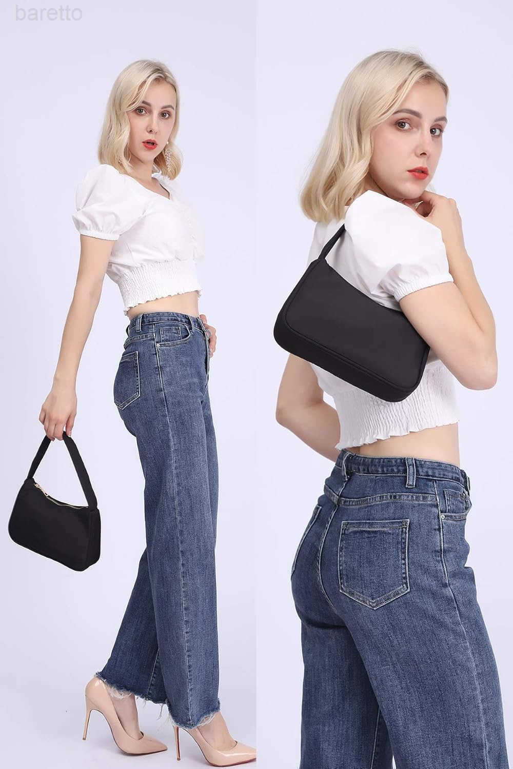 Small Nylon Shoulder Bags for Women Elegant Feminine Mini Handbags with Zipper Closure Z250909