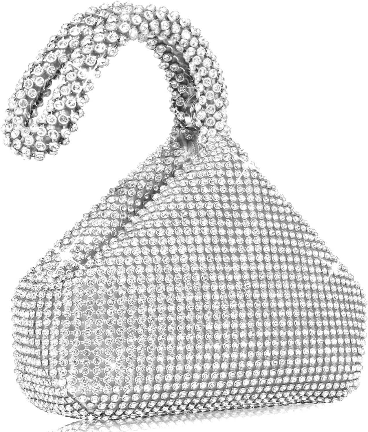 Evening Bag Upgraded Larger Size Full Rhinestones Bling Wrist Clutch Purse for Party Wedding Date Night Z25909