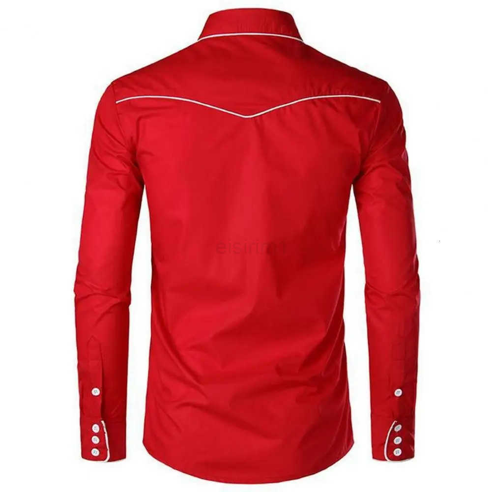 Mens Fashion Embroidered Shirt Western Cowboy Style Long Sleeve Lapel Collar Single Breasted Shirt Embroidery Casual Shirt Top Z250909