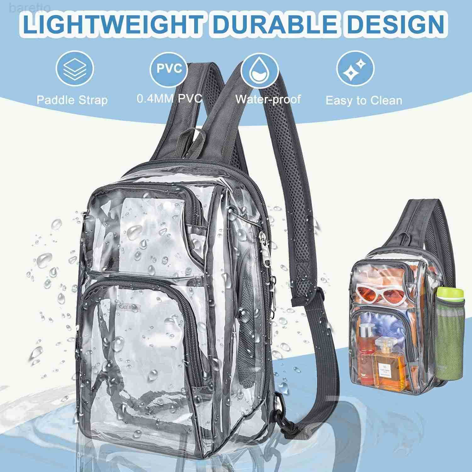 Backpack Stadium Approved Sling Bag with Adjustable Reinforced Straps 3 in 1 Crossbody Bag for Festivals and Games Grey Z250909