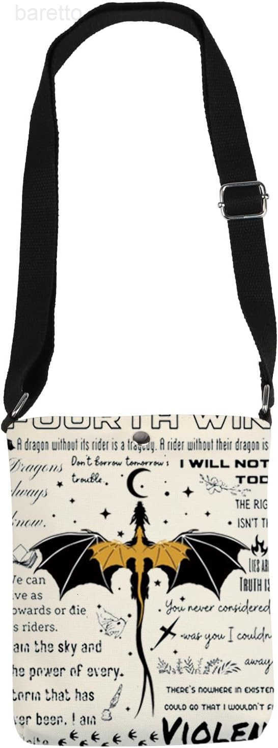 FW Inspired Gifts 4th Wing Crossbody Bag Books and Dragons Lover Gift Fantasy Romance Bookish Small Cross Body Purse Z250909