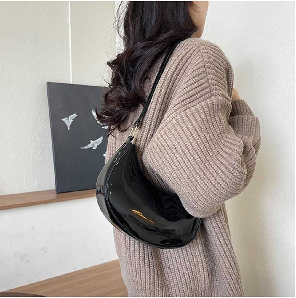 Leather Evening Purse Shiny Clutch MINI Hobos Armpit Shoulder Bag Z25909