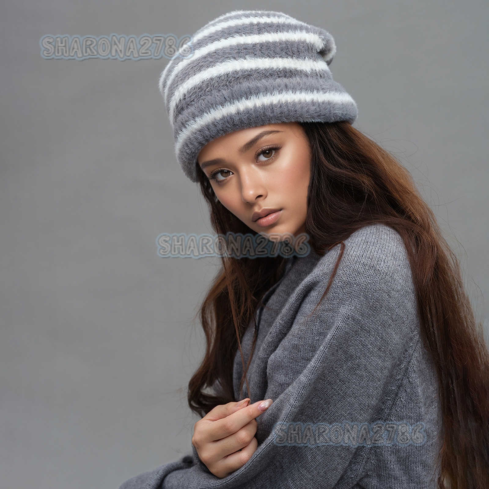 Handmade Designer Style Autumn Winter Versatile Knitted Hat for Women Winter Decoration Soft Warm Knitted Beanie H250909