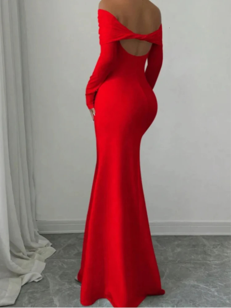 European and American 2025 Cross border SpringSummer French Fashion One Piece Collar Slim Fit High Waist Sexy Banquet Dress 250908