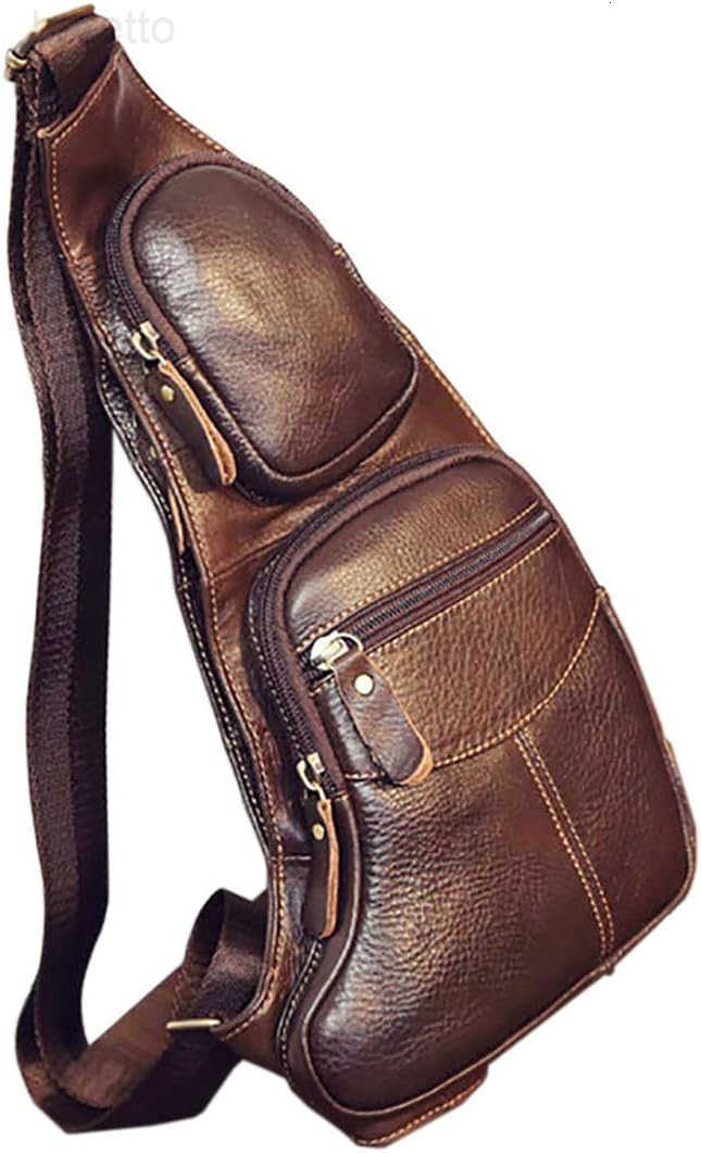 Vintage Leather Sling Bag Backpack for Men Crossbody Shoulder Chest DayPack Backpacks Z250909