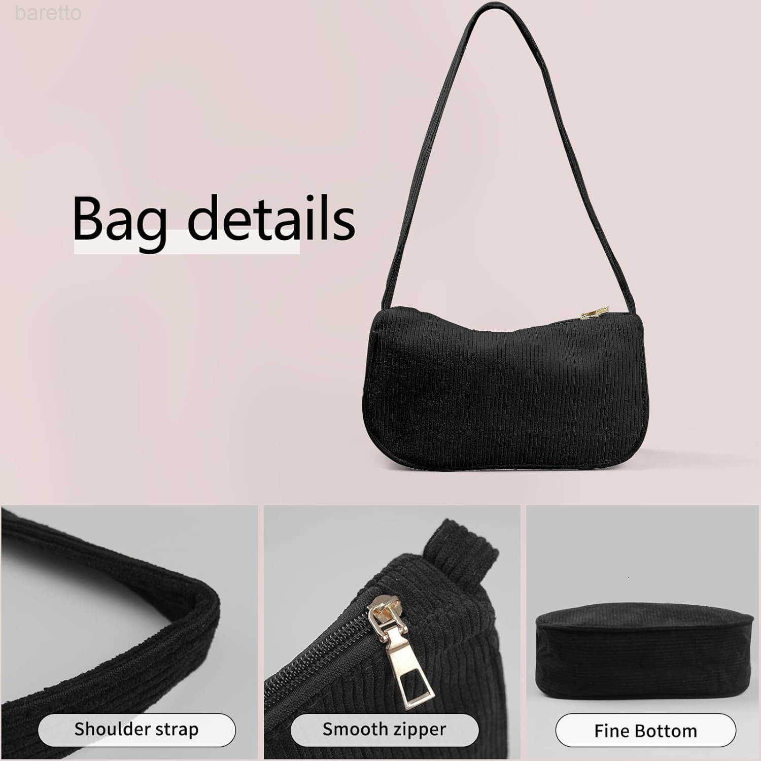 Shoulder Bag for Women Corduroy Small Handbag Shoulder Handbag with Zipper Stylish Womens Shoulder Purse white Z250909
