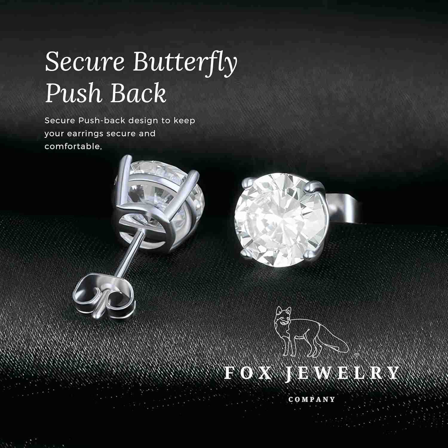 Steel Diamond Stud Earrings for Women Men 1ct Round Cut Simulated Small Diamond Earrings Cubic Zirconia Push Back Earrings Y260117