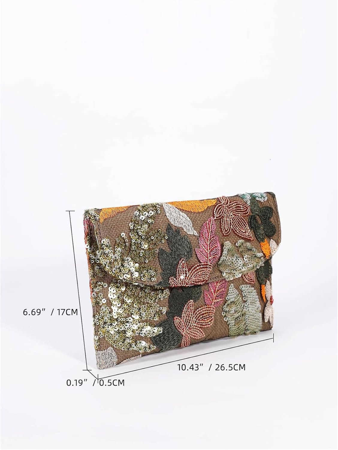 Womens Floral Embroidery Sequin Evening Beaded Clutch Bags Party Purses Z25909