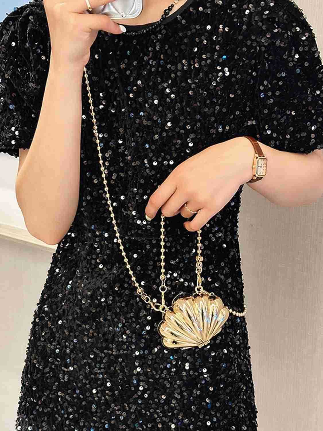 Mini Glossy Chain Crossbody Evening Bag Sparkly Clutch Purses Shoulder Handbag Bags Z25909