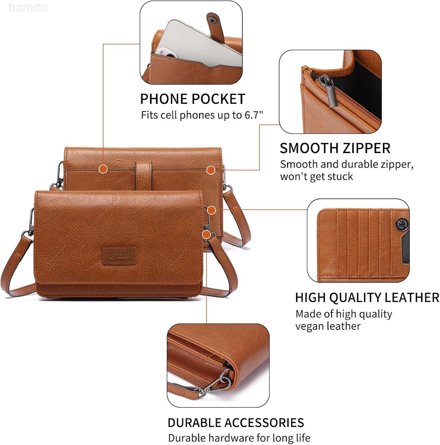 Small Crossbody Bags for Women Leather Cell Phone Purse Wallet with ID window and Card Slots Z250909