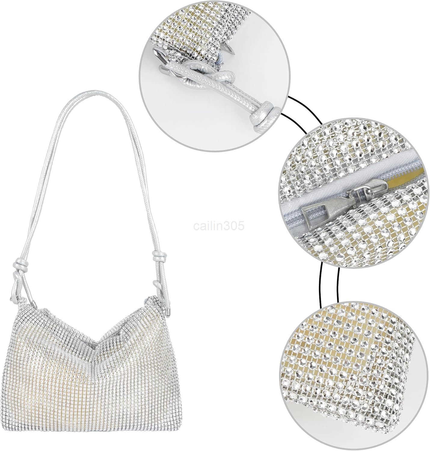 Rhinestone Clutch Purse for Women Sparkly Evening Shoulder BagWedding Bling Crossbody Handbag Z25909