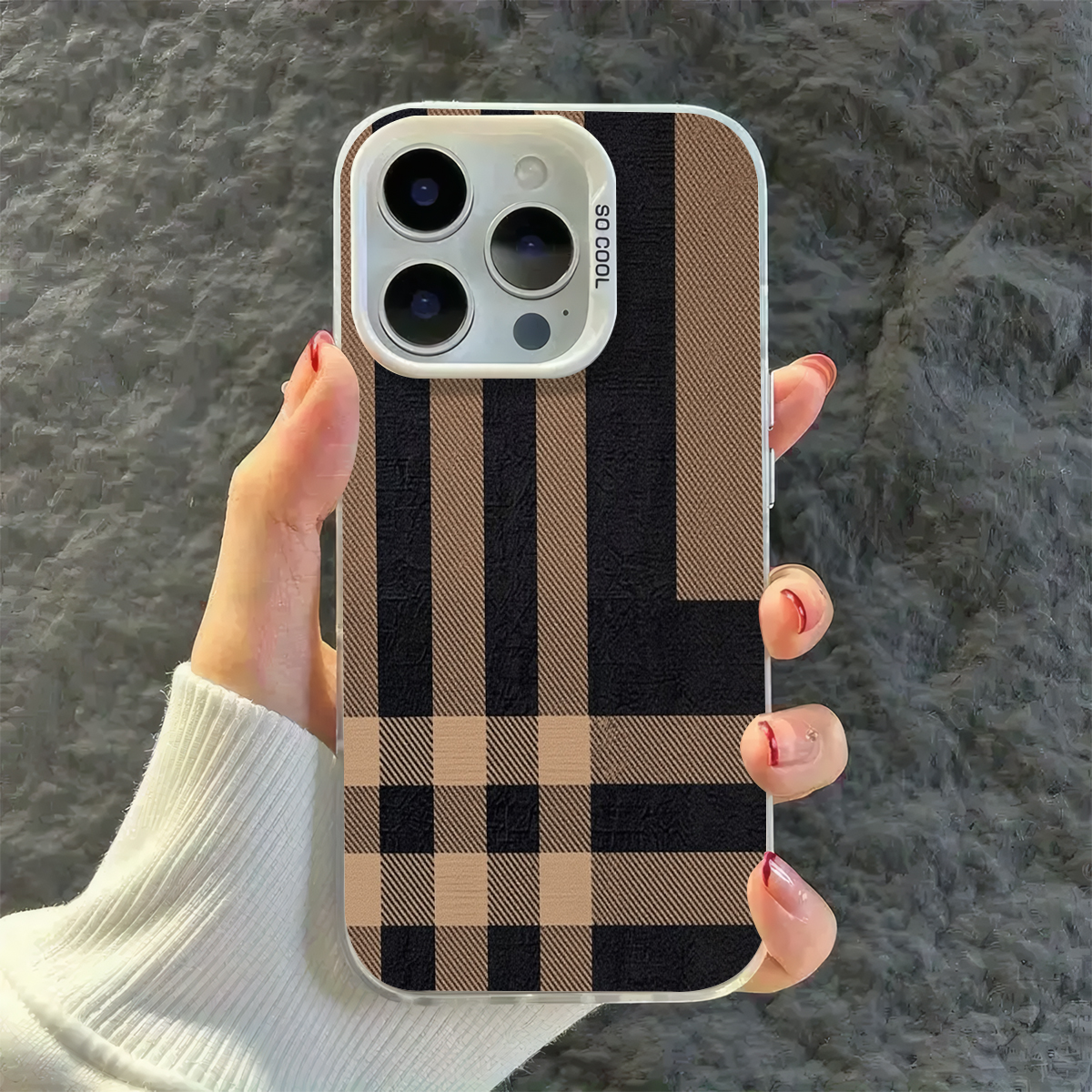 Dunhuang - Style Plaid Pattern Phone Case, Compatible with iPhone 11/12/13/14/15/16, Unique Ethnic Design, Protective Stylish Cover