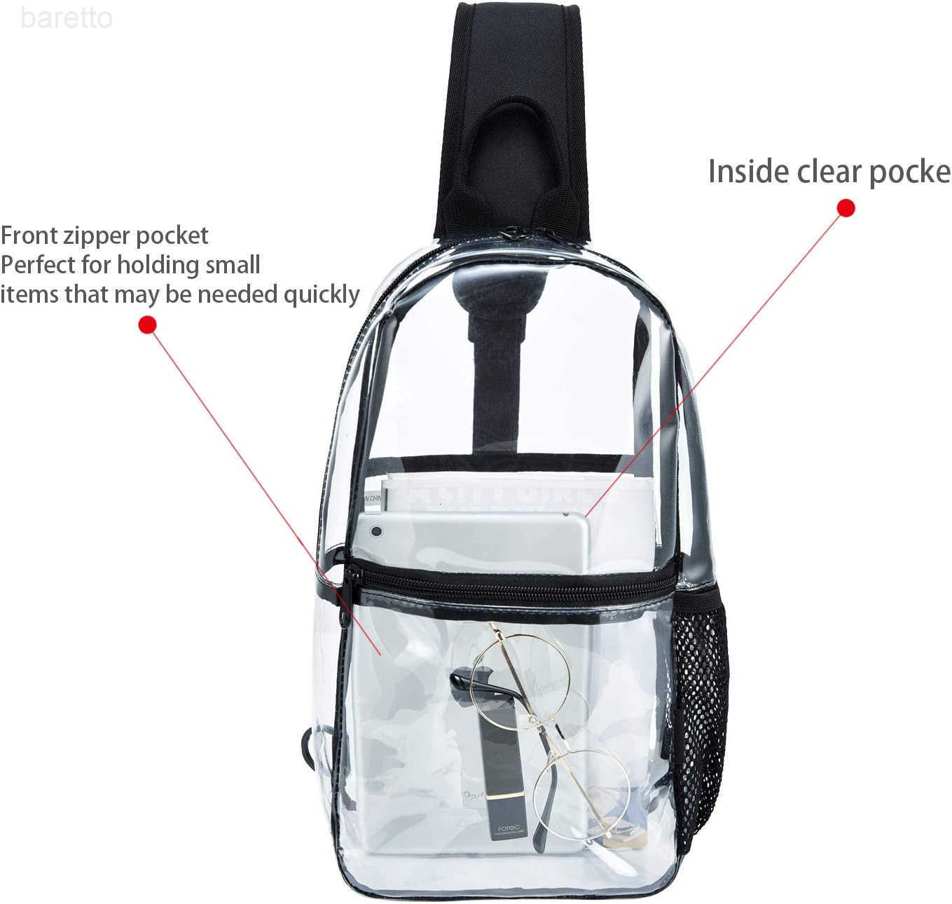 Clear Sling Backpack Crossbody Bag for Men Transparent Concert Approved Bag Plastic One Strap Z250909