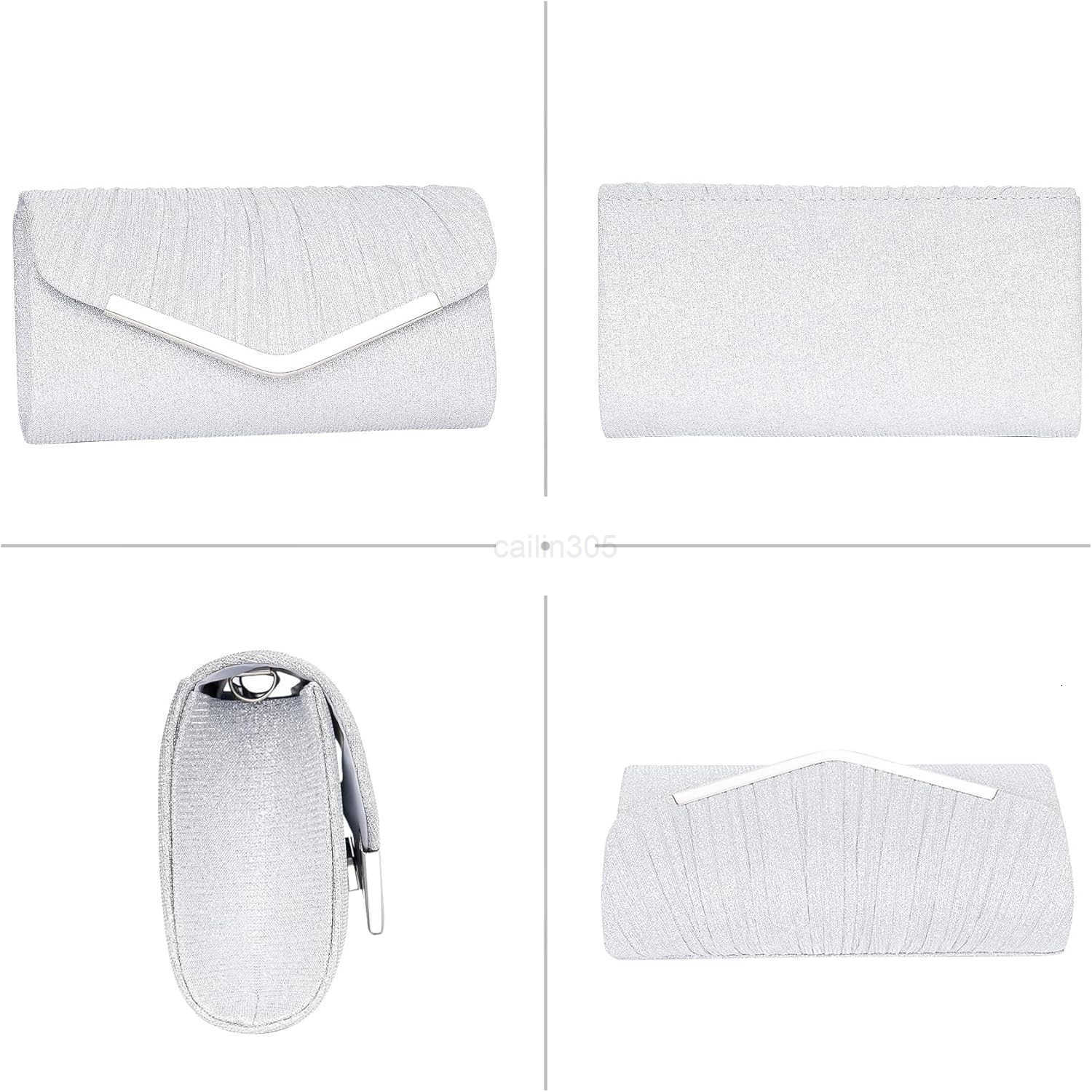 Womens Evening Handbags Sparkly Pleated Evening Purse Elegant Sequins Clutch for Wedding Formal Cocktail Party Z25909