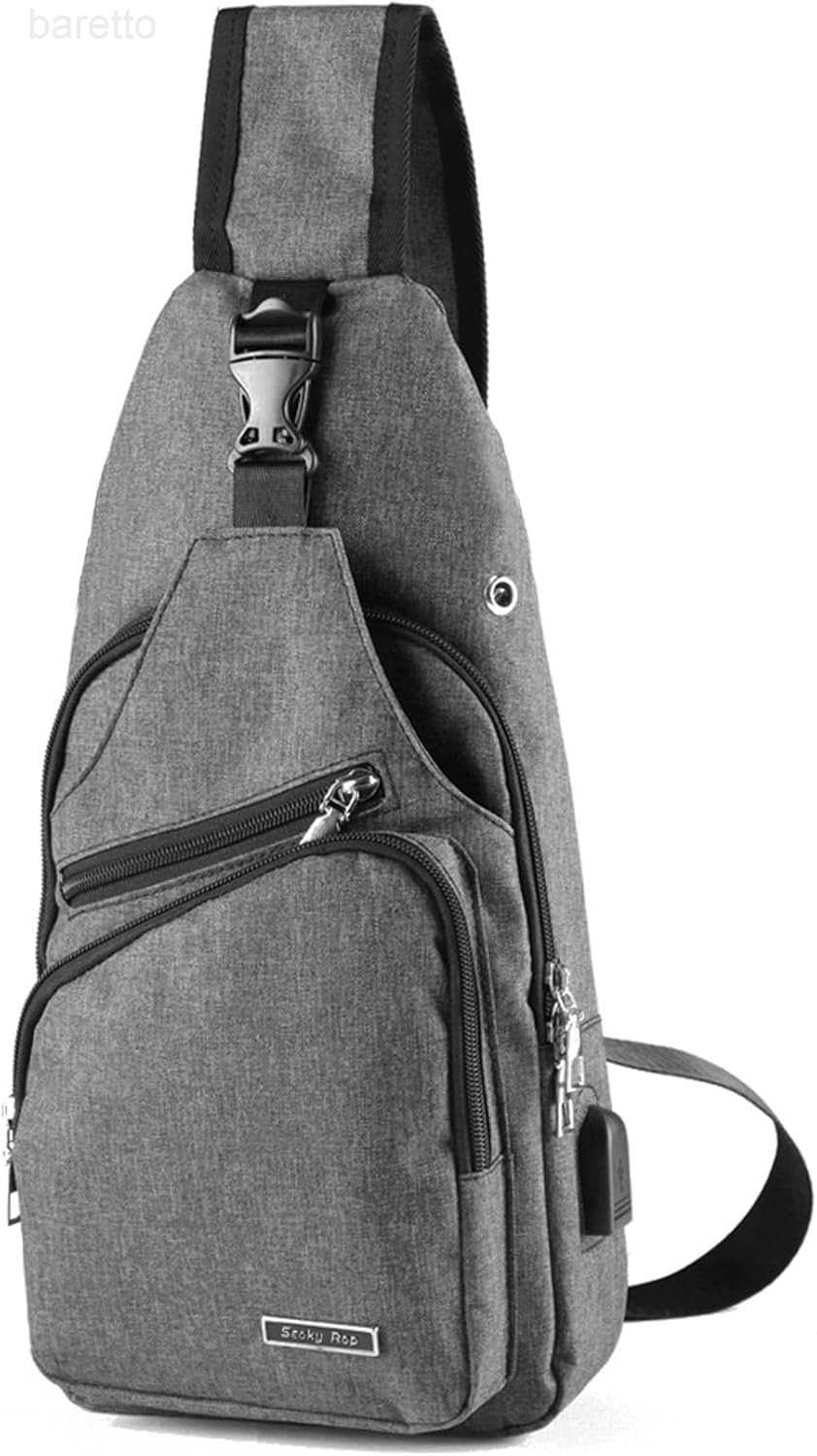 Rop Men Women Sling Backpack Anti Theft Crossbody Shoulder Chest Bag with USB Charging Port Z250909