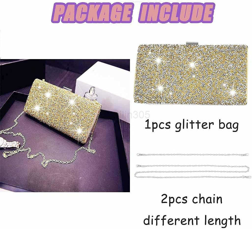 Glitter Evening Clutch Bag Single Sided Diamond Bag Crossbody Purse Wedding Party Bag for Women Z25909