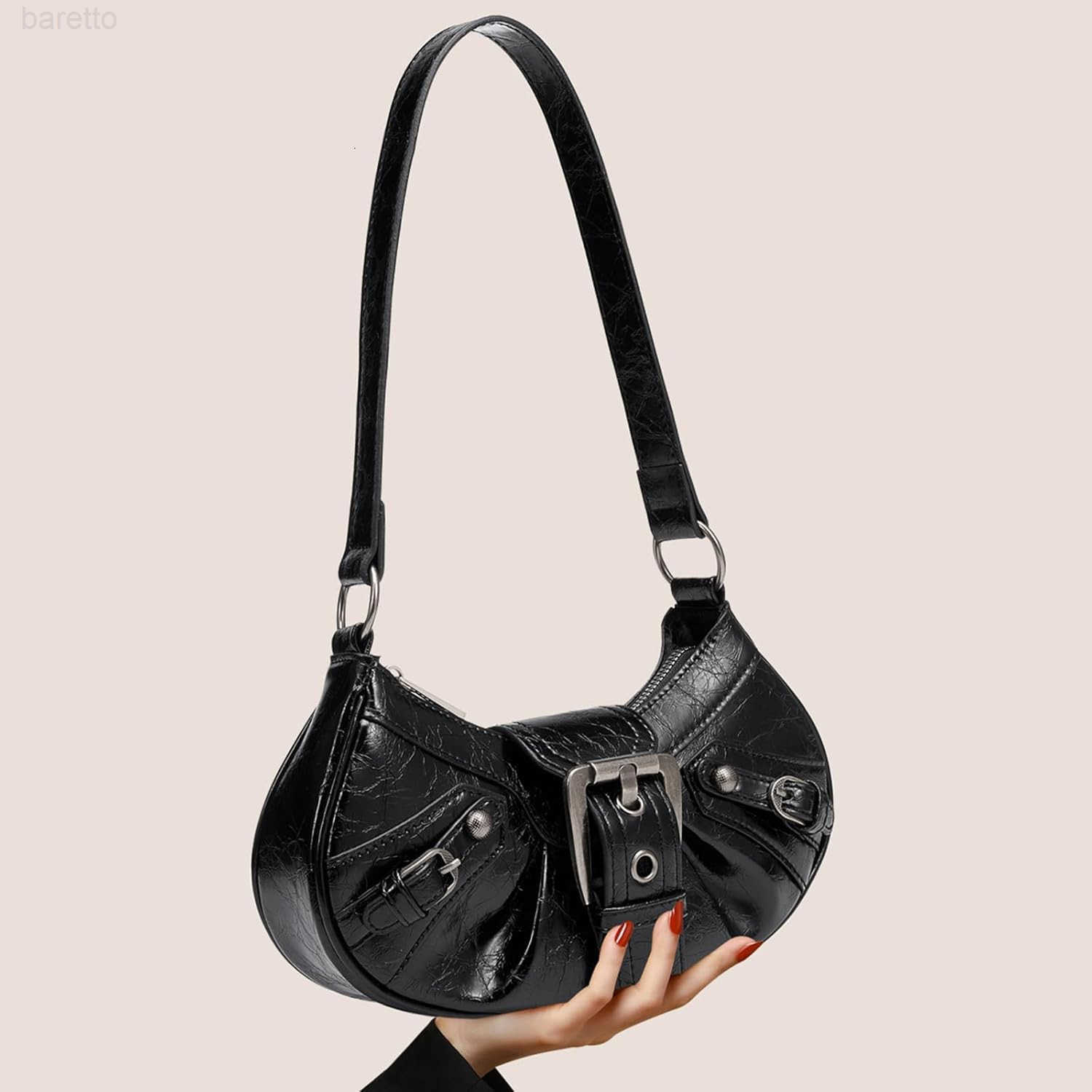 Black Shoulder Purses for Women Studded Purse Y2K Crossbody Bag Cute Trendy Mini Leather Handbag Z250909