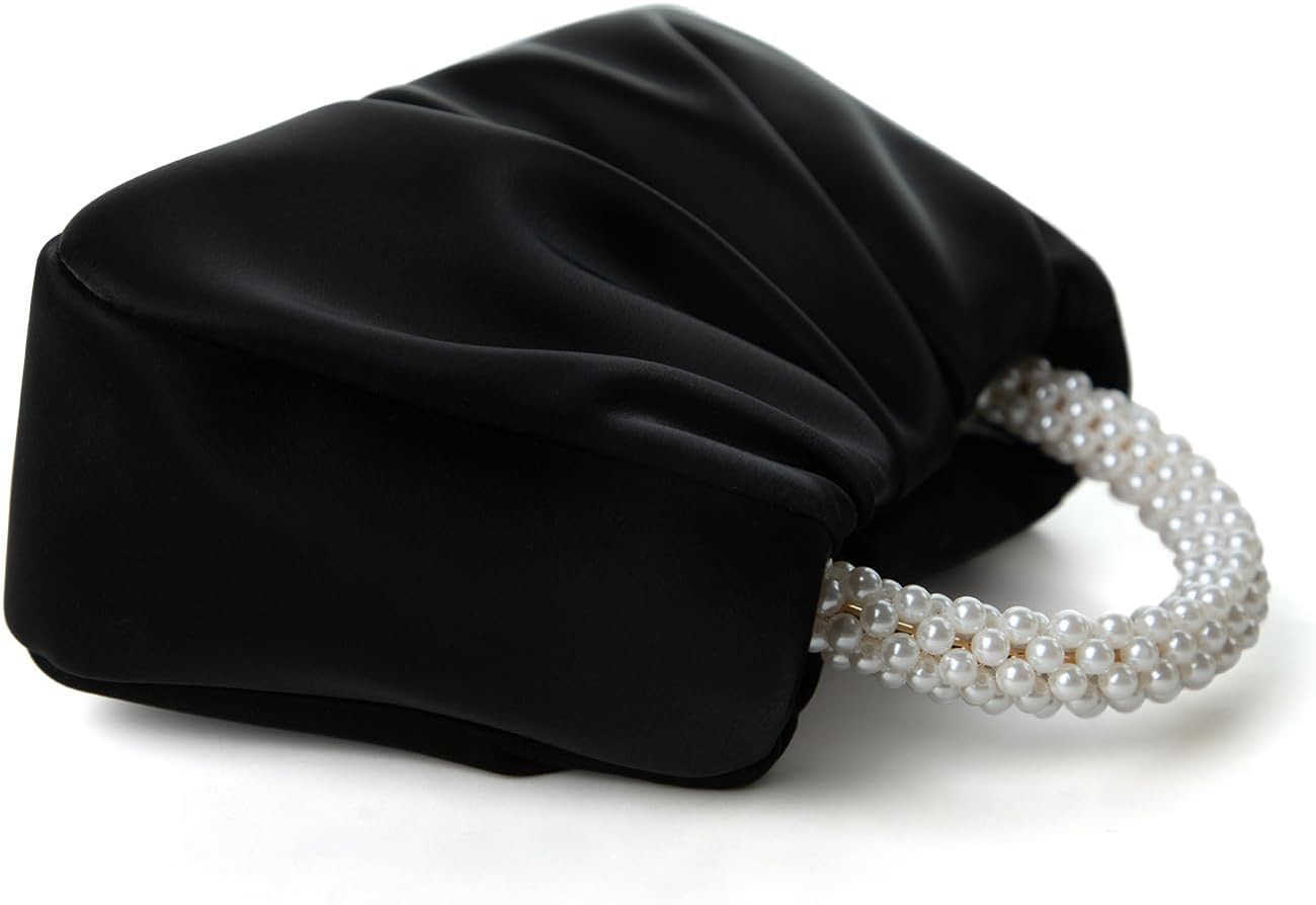 Evening Purse Women Small Pearl Handbags Soft Leather Ruched Bag Wedding Bridal Clutch Party Prom Crossbody Purses Z25909