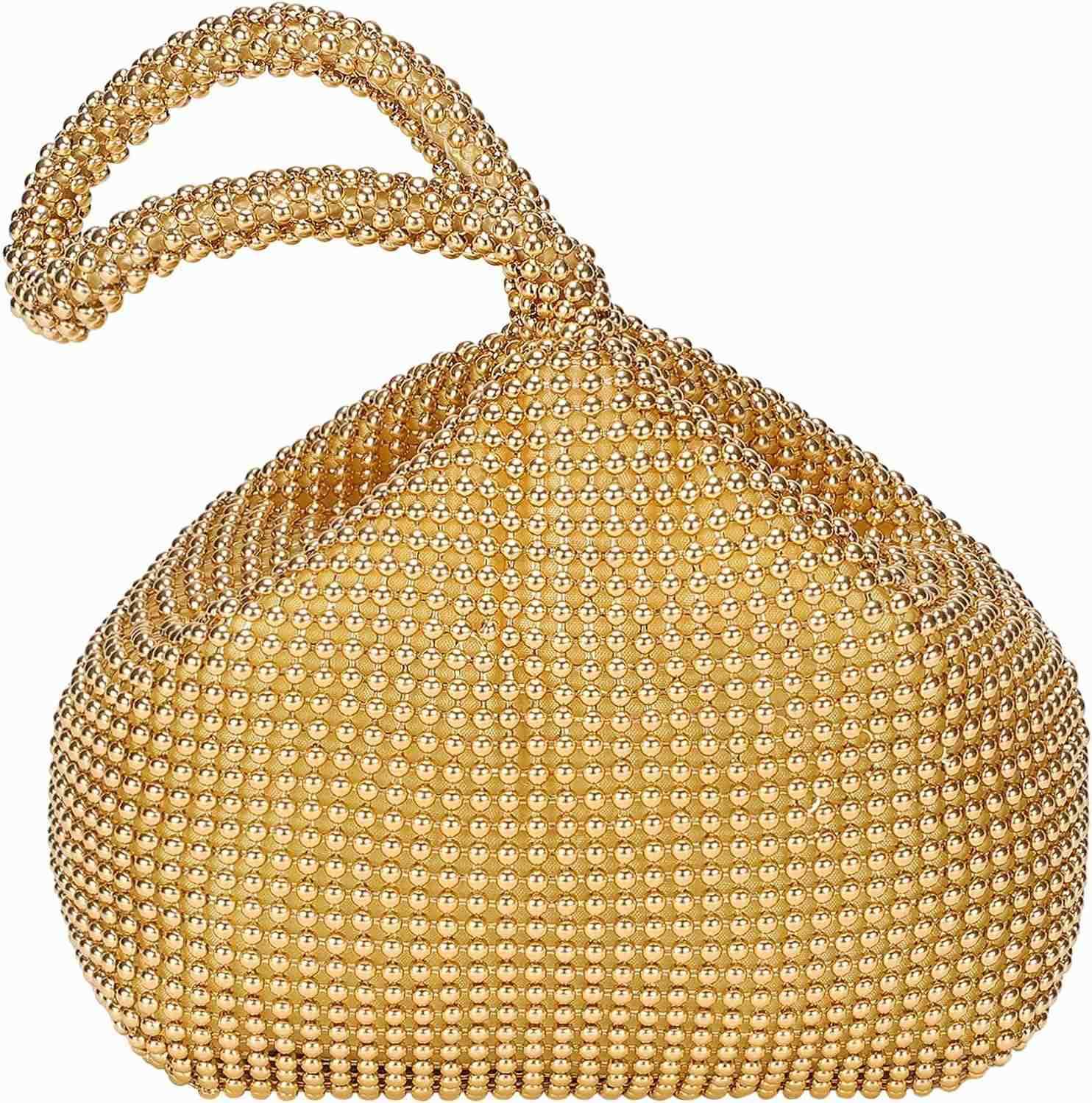 Womens Evening Bags Sparkly Beaded 866 Mini Clutch Vintage Triangle Small Purse Handbag for 1920s Party Wedding Black Z25909
