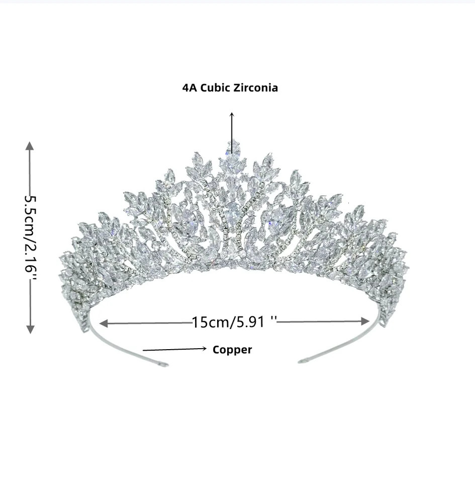 Bride Crowns For Wedding Headdress Cubic Zirconia CZ Princess Women Crown Tiaras Bridal Headband Prom Jewelry Headpiece 250909